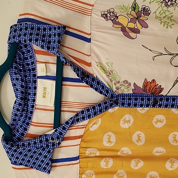 Anthropologie Preppy Maeve The Paz Button Down Colorful Patchwork Blouse Sz XLP - Picture 7 of 16